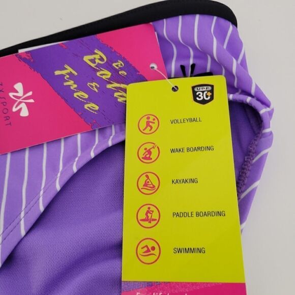 " ZX Sport" Woman's bikini 👙 bottoms Size: XXL purple/white stripped NWT - Picture 2 of 5